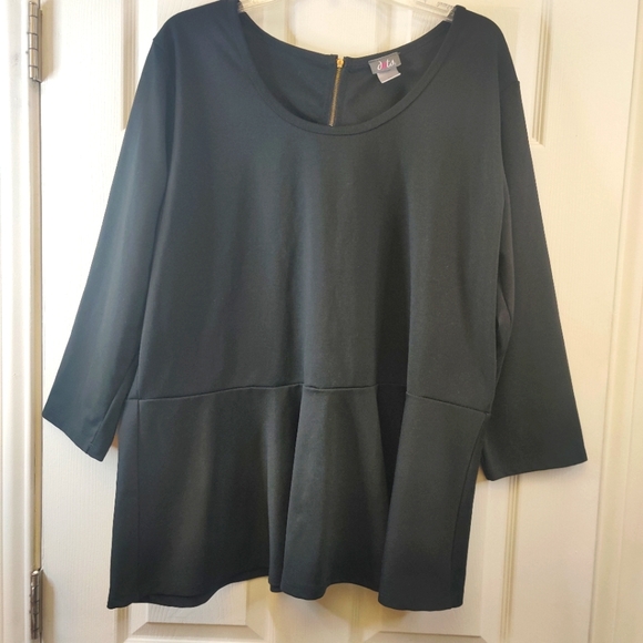 Dots๐ Plus Size Womens Peplum Top Black 3X - Picture 1 of 6